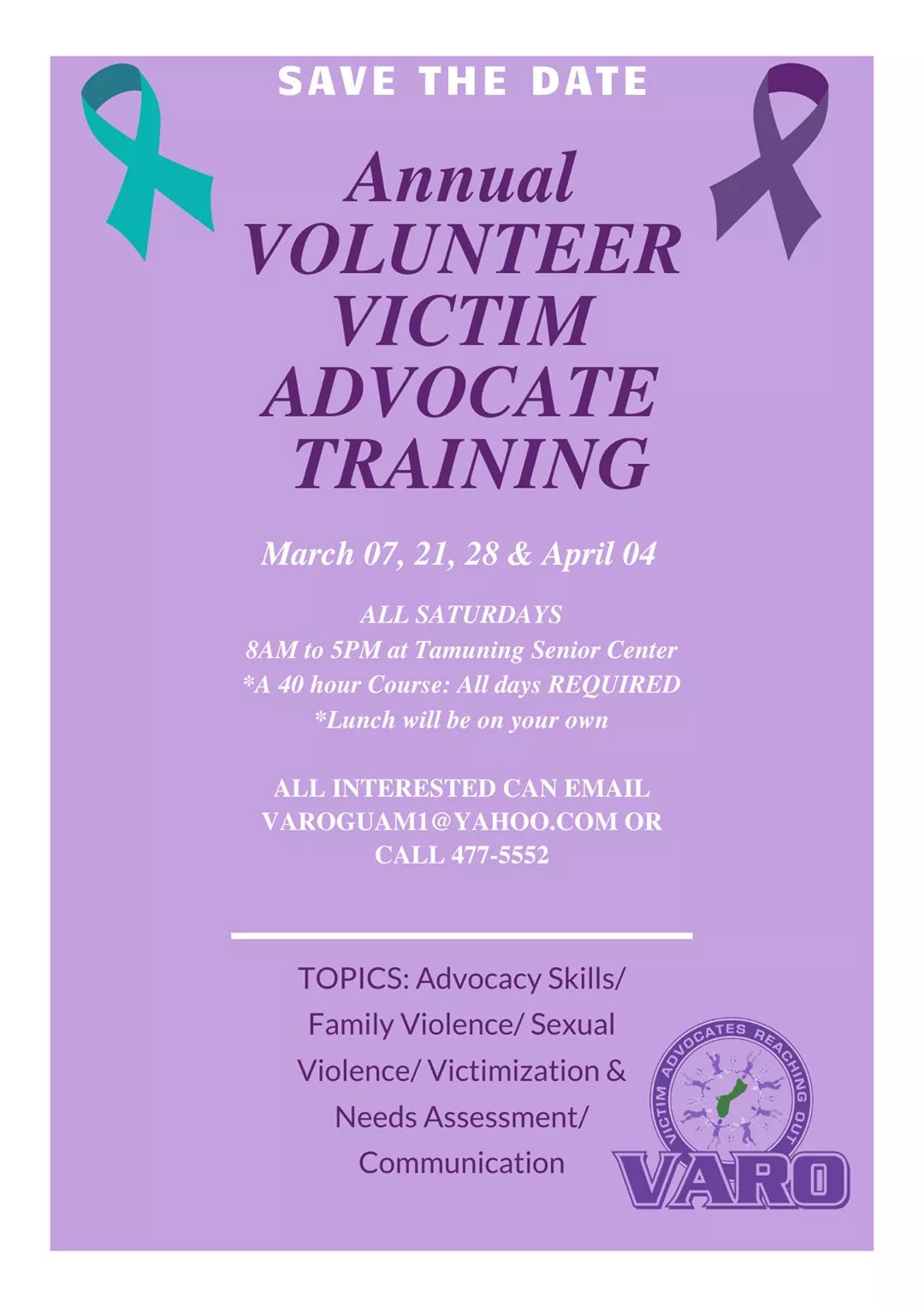 Volunteer for victim advocate training starting March 7