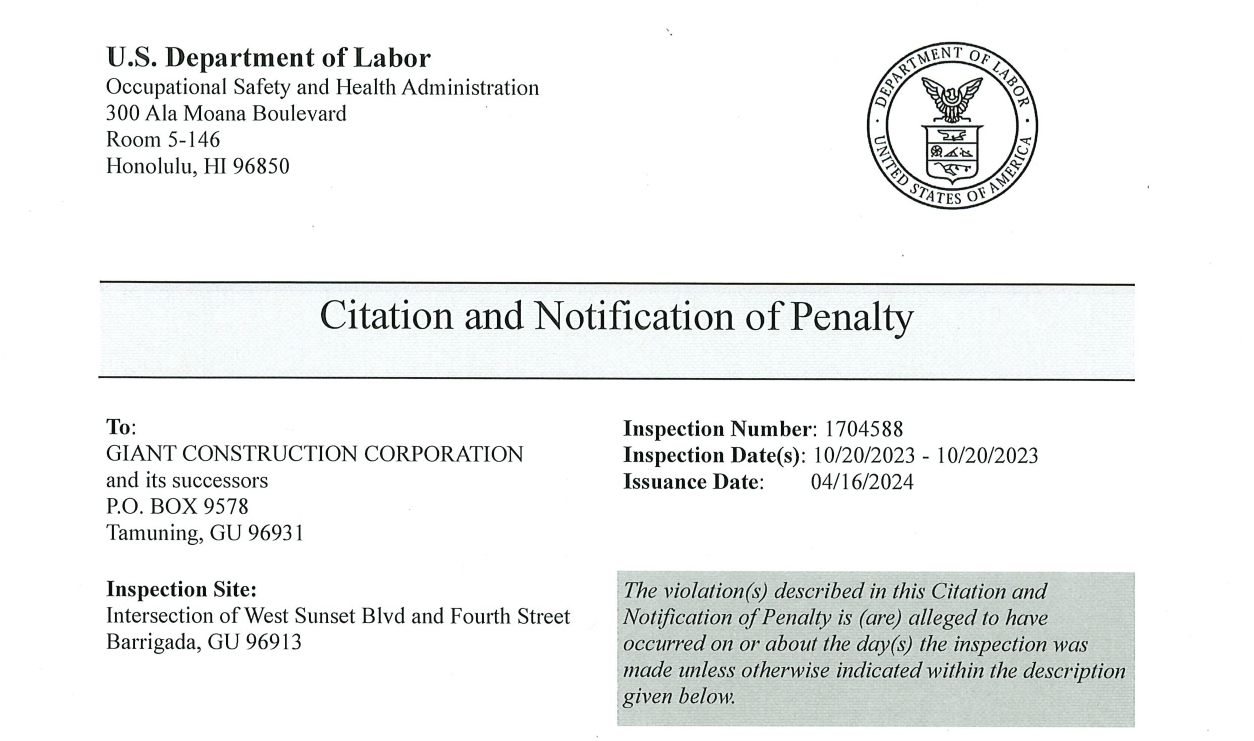 Tamuning contractor faces $1M in penalties after federal inspectors find employees again exposed to potentially fatal trench hazards - Vimarsana News