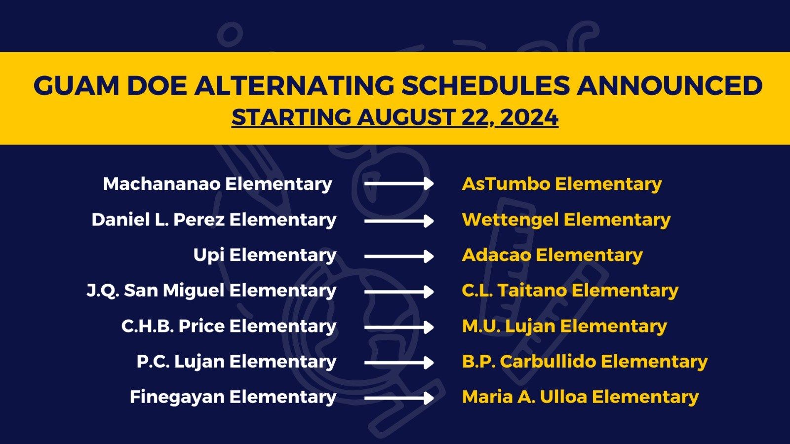 Guam Department of Education announces alternating schedules