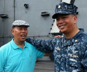 Joseph Borja reunites with his younger brother Ivan Borja who is serving on the USS George Washington.